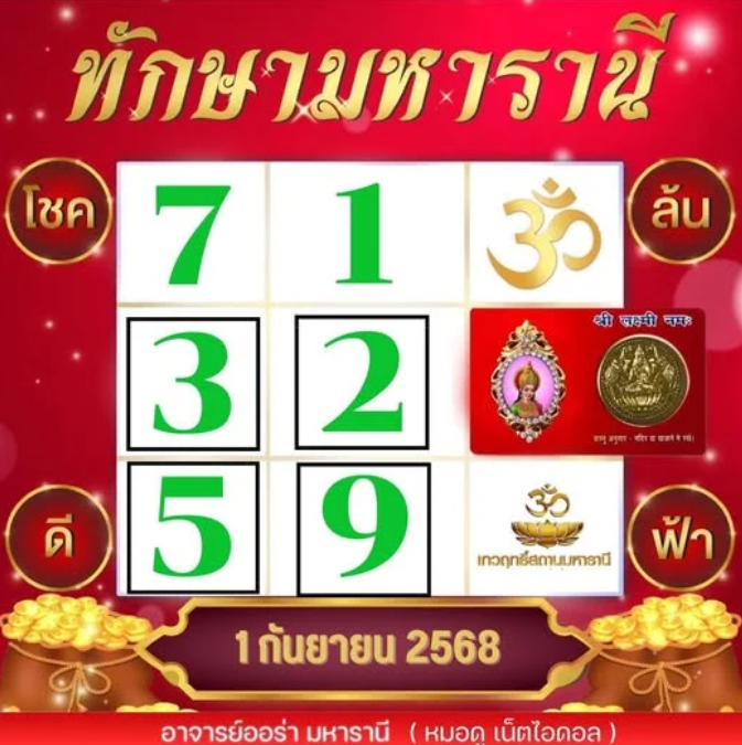 เลขทักษามหารานี 1/9/68