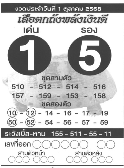 หวยเสือตกถัง 1/10/68