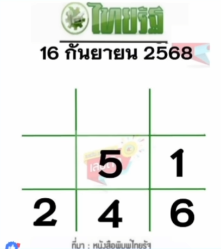 หวยไทยรัฐ 16/9/68