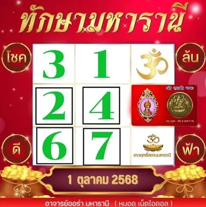 เลขทักษามหารานี 1/10/68