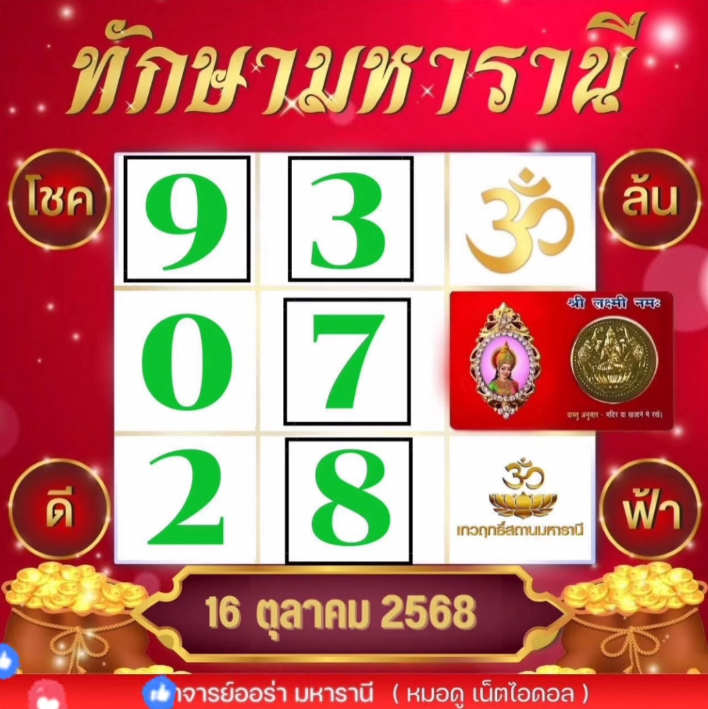 เลขทักษามหารานี 16/10/68