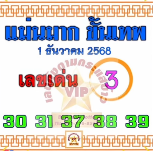 หวยแม่นมากขั้นเทพ 1/12/68