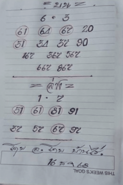 หวยอาจารย์โกยบ้านไร่ 16/12/68