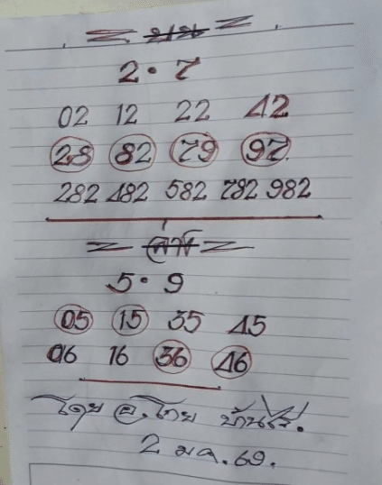 หวยอาจารย์โกยบ้านไร่ 2/1/69