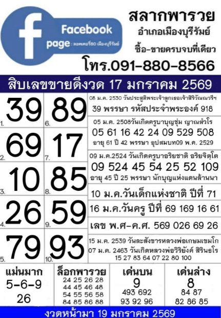 สลากพารวย 17/1/69