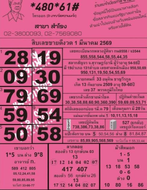 หวยแม่จำเนียร 1/3/69