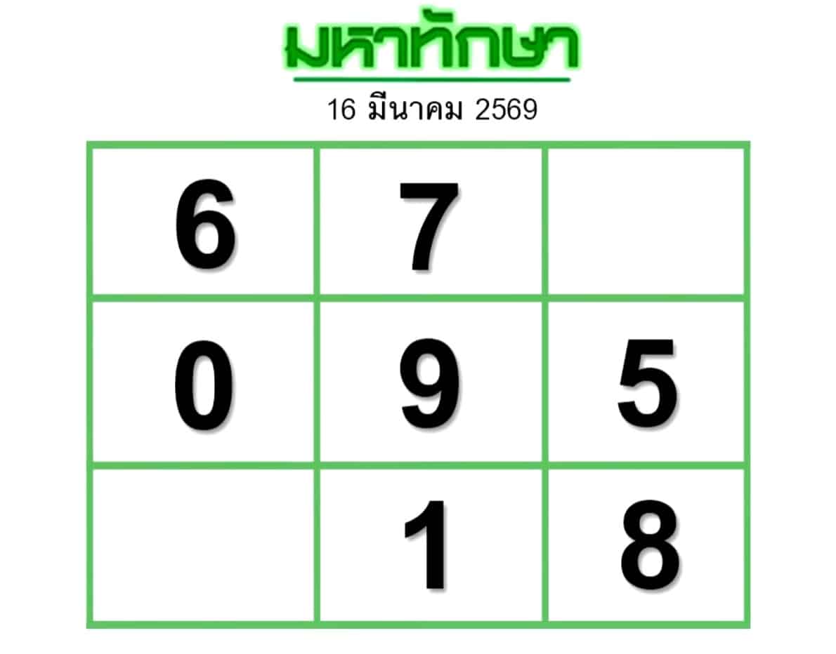 หวยมหาทักษา 16/3/69