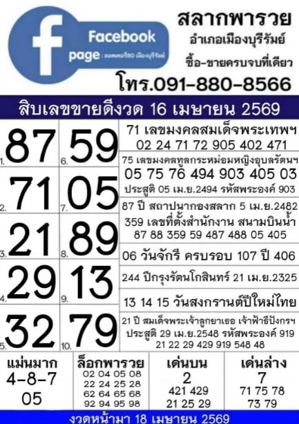 สลากพารวย 16/4/69