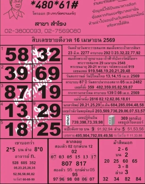 หวยแม่จำเนียร 16/4/69