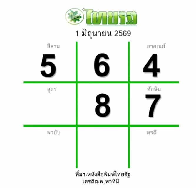 หวยไทยรัฐ 1/6/69