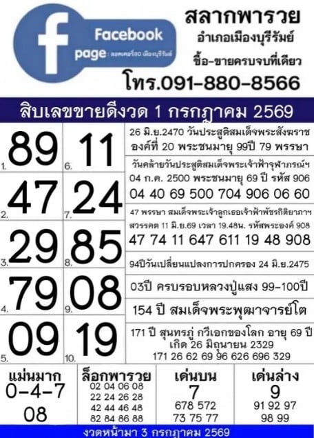 สลากพารวย 1/7/69