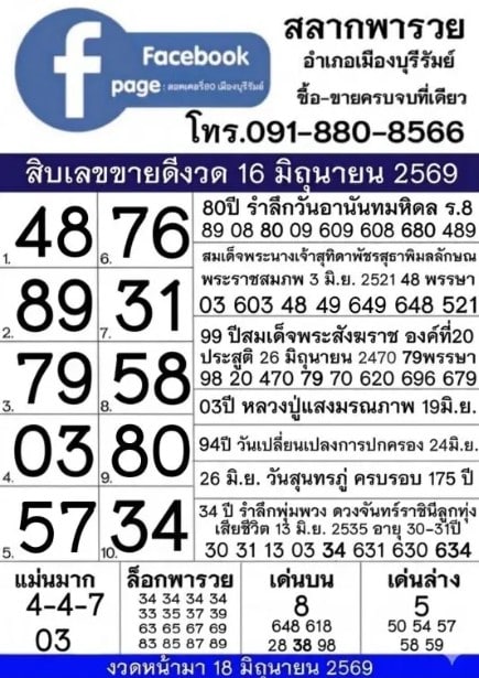 สลากพารวย 16/6/69
