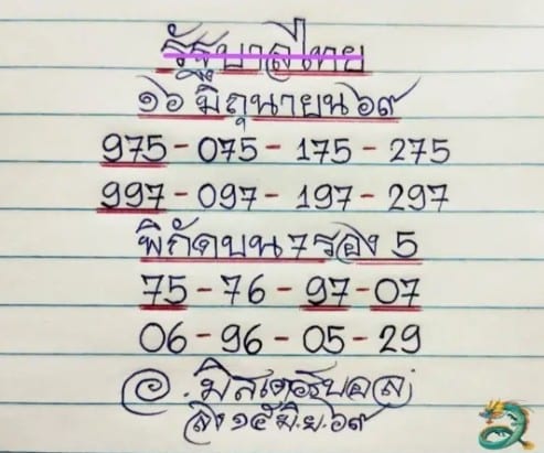 หวยมิสเตอร์บอล 16/6/69