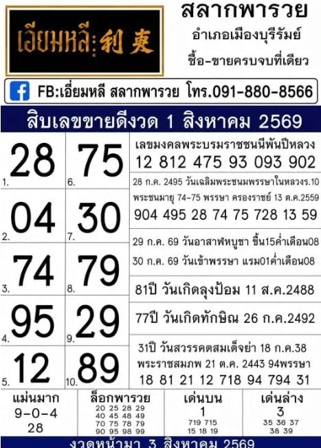 สลากพารวย 1/8/69