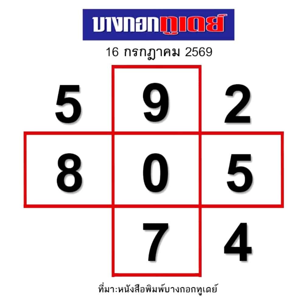 หวยบางกอกทูเดย์ 16/7/69