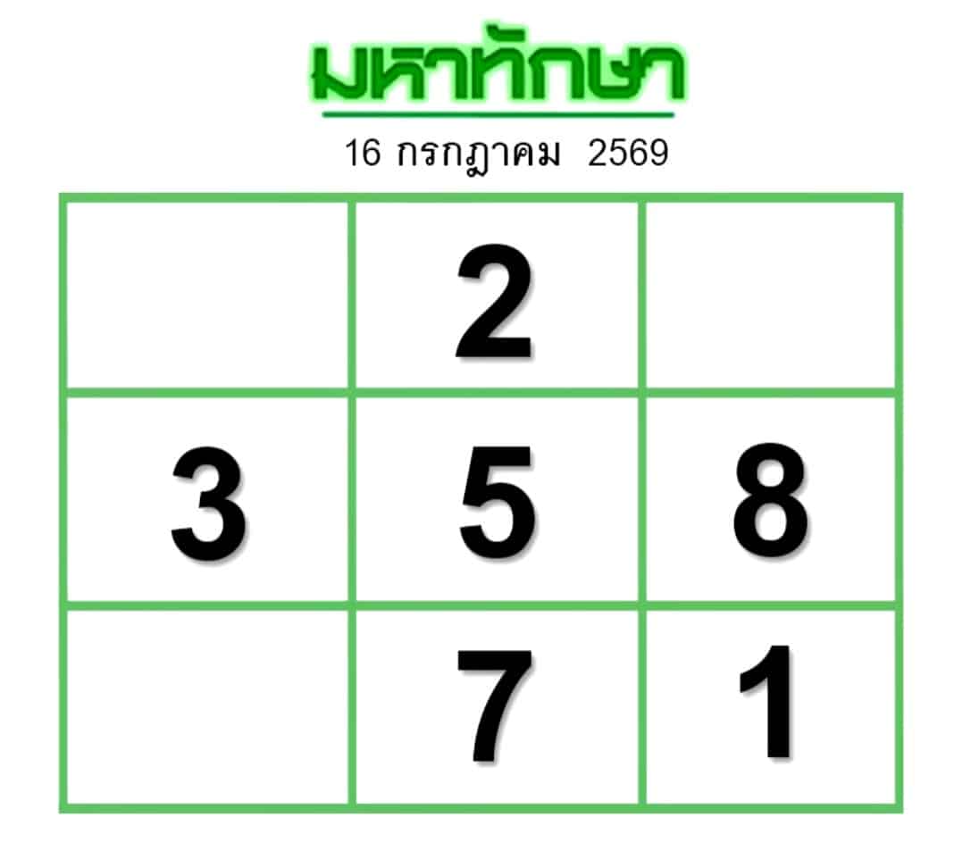 หวยมหาทักษา 16/7/69
